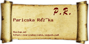 Paricska Réka névjegykártya